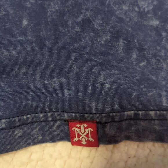 Tranquility Mayhem Mens Shirt Size L Blue Stone Wash moto rally Skull Graphic - Picture 4 of 5